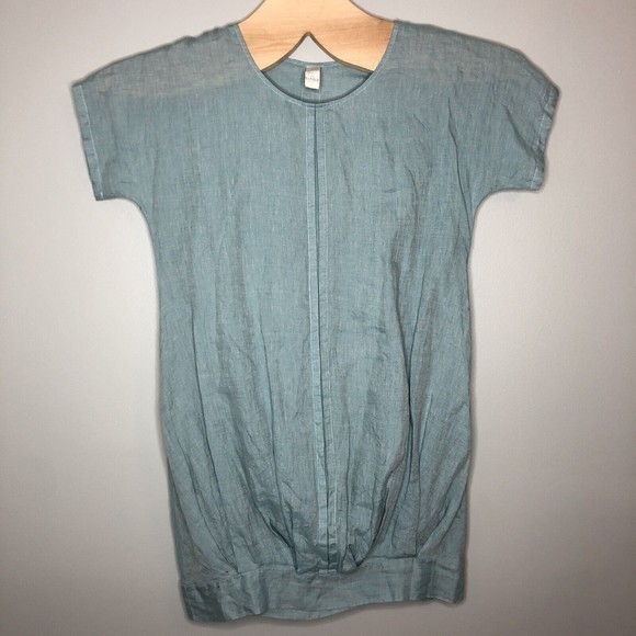 Chalet Women's‎ Small Seafoam Green Linen Tunic Top Shirt Dress - Picture 2 of 4